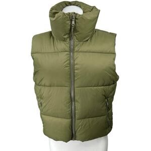 Old Navy Women's Green High Neck Sleeveless Puffer Vest Coat Jacket Size S